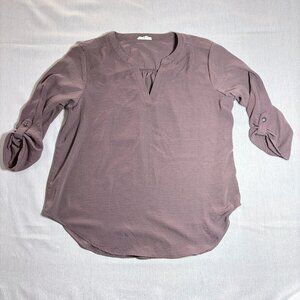 Women's Maurices Atwood 3/4 Sleeve Popover Blouse in Sarsaparilla Size Large
